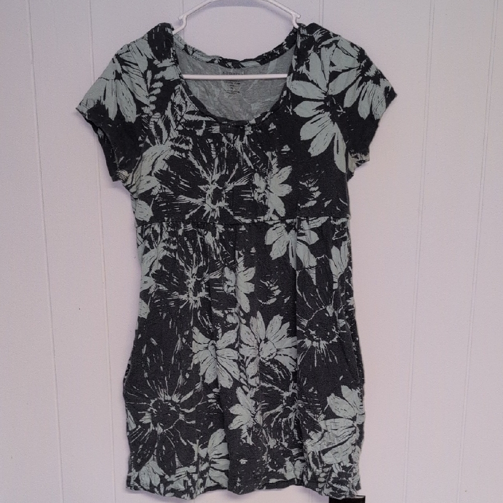 Sonoma Black and Mint Floral Dress
